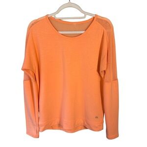 Vibrant Orange Long Sleeve Top with Mesh Back Size M Activewear Athleisure